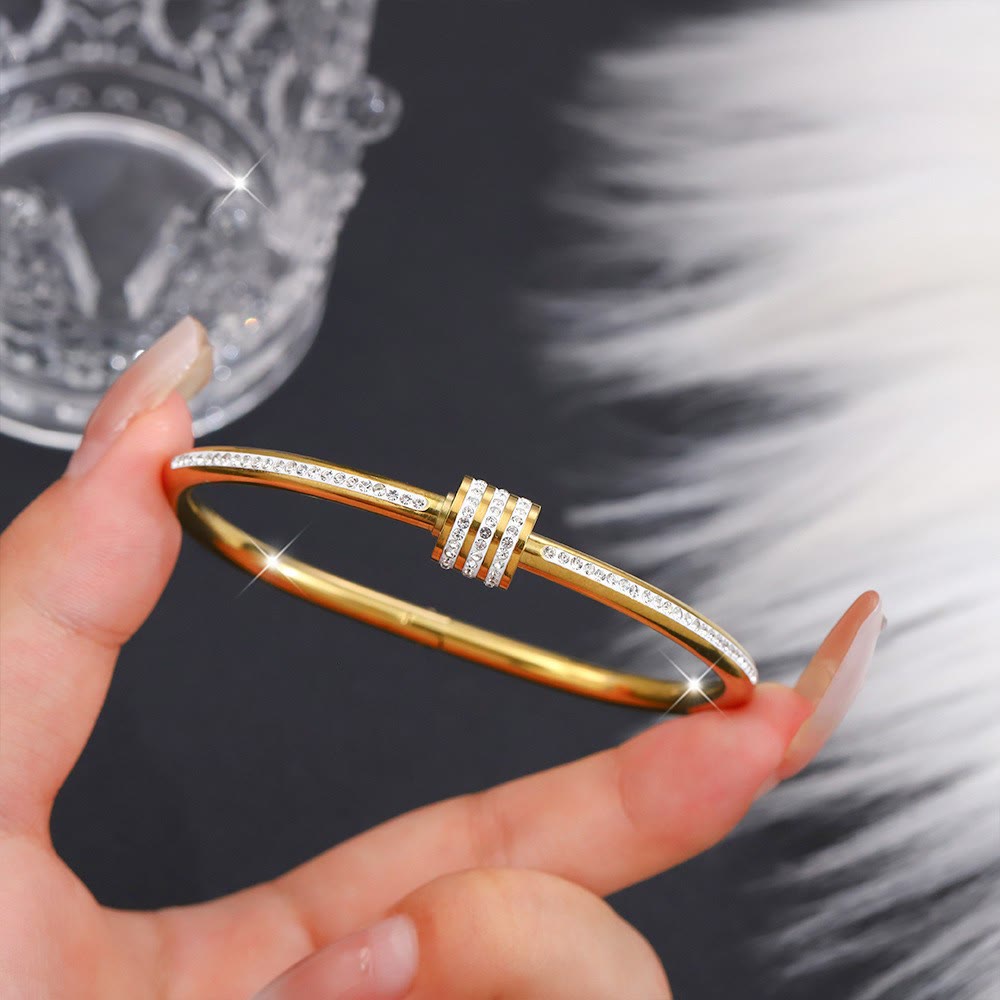 HilalHaven Stackable Detailed Minimal Band Bracelet  - Golden - Loop‑Stack Bangle - image 2