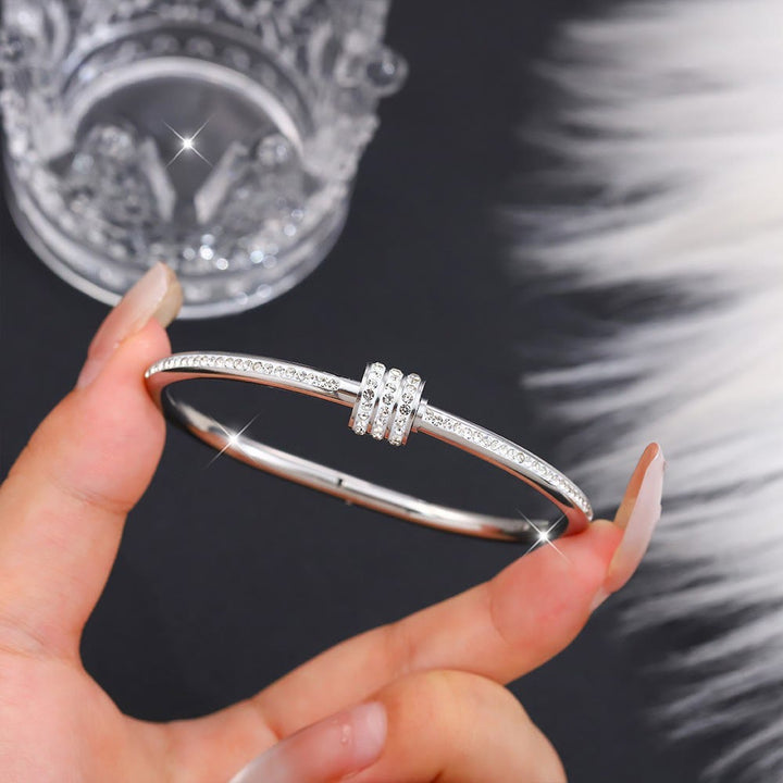 HilalHaven Stackable Detailed Minimal Band Bracelet  - Silver - Loop‑Stack Bangle - image 3
