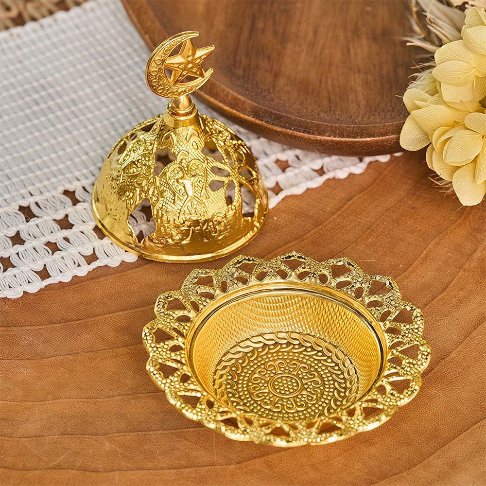 HilalHaven Filigree‑Dome Crescent‑Star Finial Incense Burner - Crescent Moon - image 1