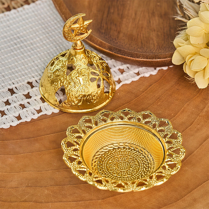 HilalHaven Filigree‑Dome Crescent‑Star Finial Incense Burner - Crescent Moon - image 1