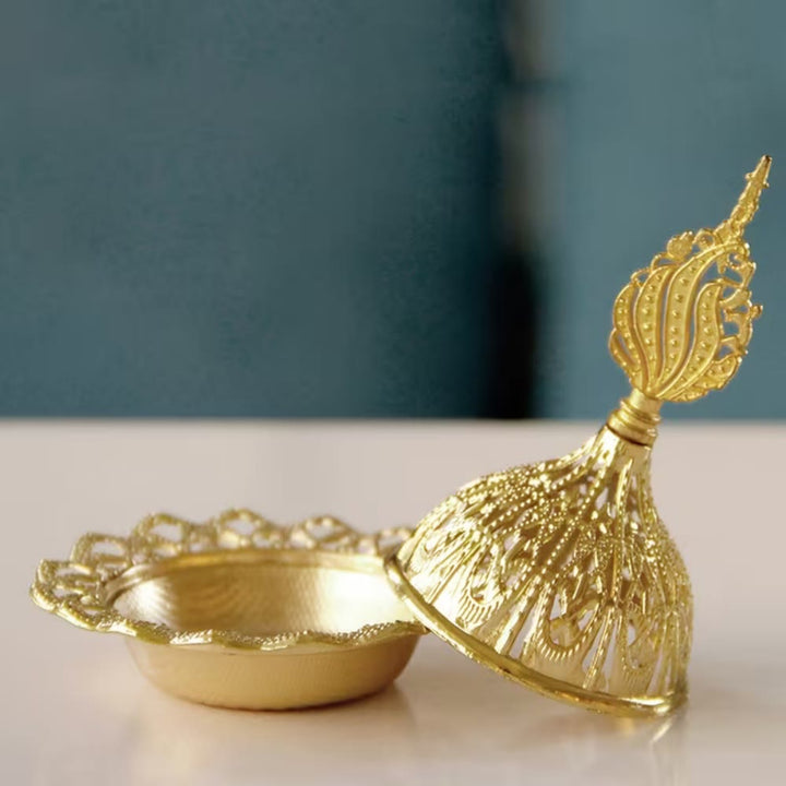 HilalHaven Filigree‑Dome Feather‑Finial Decorative Bakhoor Burner - Feather‑Finial - image 1