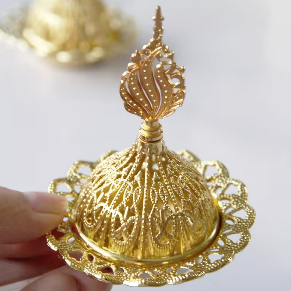 HilalHaven Filigree‑Dome Feather‑Finial Decorative Bakhoor Burner - image 3