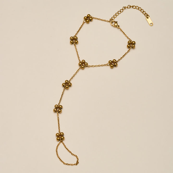 HilalHaven Bead‑Cluster Floral‑Accent Stationed‑Point Hand Chain - image 4