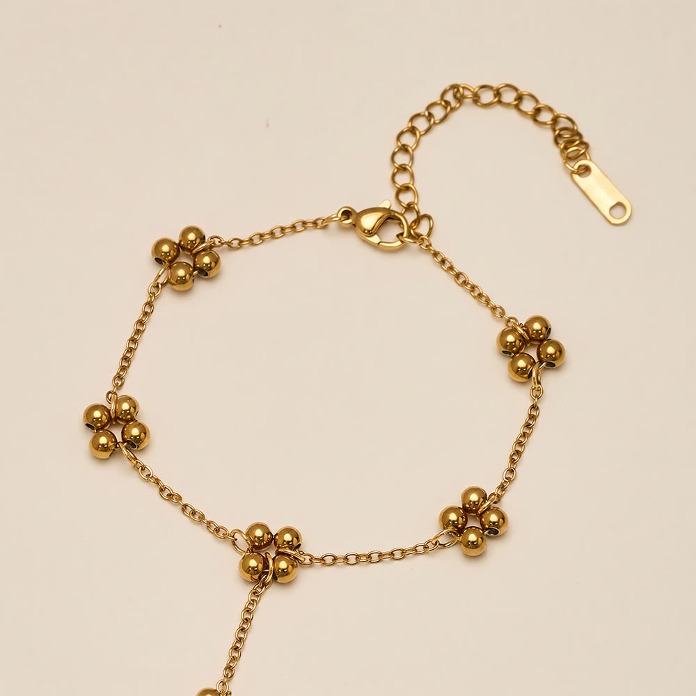 HilalHaven Bead‑Cluster Floral‑Accent Stationed‑Point Hand Chain - image 5