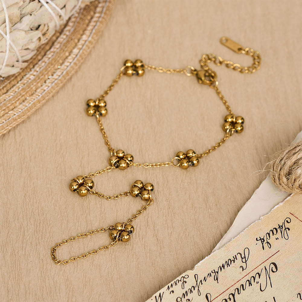 HilalHaven Bead‑Cluster Floral‑Accent Stationed‑Point Hand Chain - 4-Bead-Flower Hand Chain - image 3