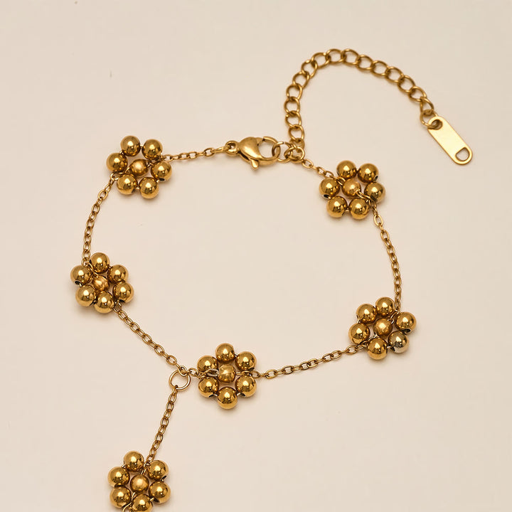 HilalHaven Bead‑Cluster Floral‑Accent Stationed‑Point Hand Chain - image 9