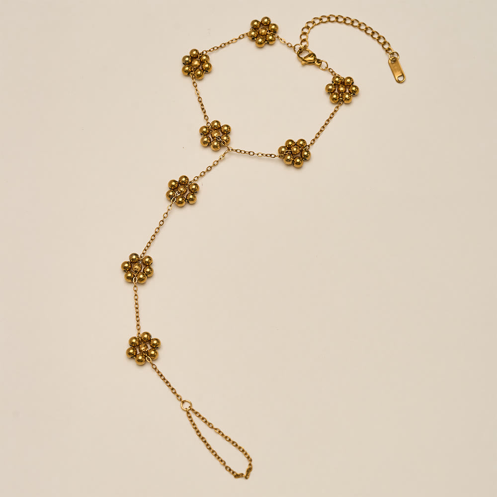 HilalHaven Bead‑Cluster Floral‑Accent Stationed‑Point Hand Chain - image 8