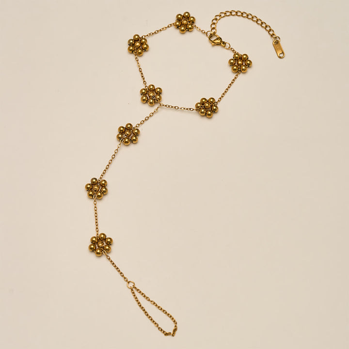 HilalHaven Bead‑Cluster Floral‑Accent Stationed‑Point Hand Chain - image 8