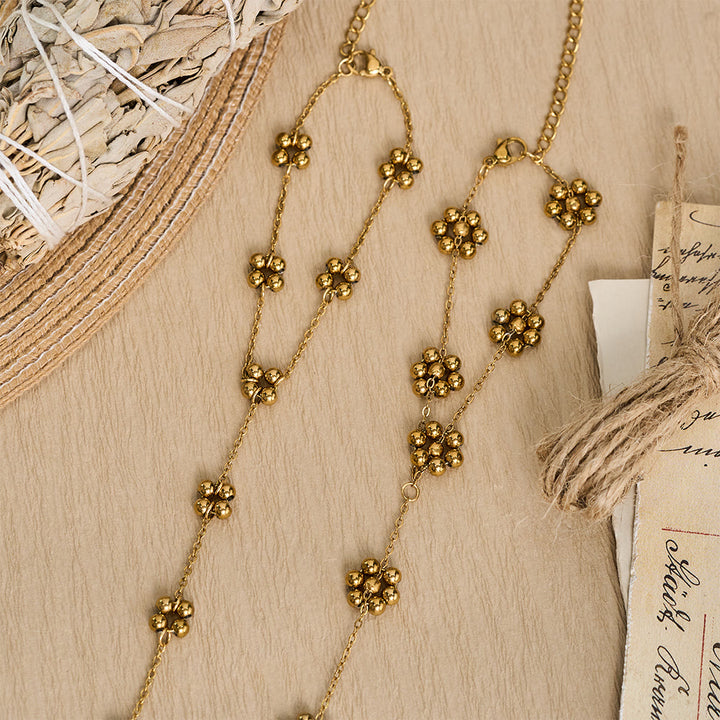 HilalHaven Bead‑Cluster Floral‑Accent Stationed‑Point Hand Chain - image 10
