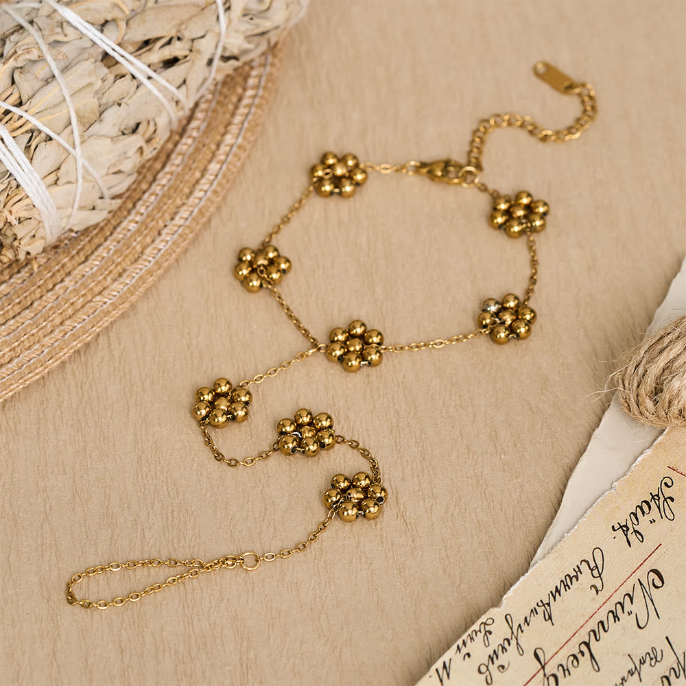 HilalHaven Bead‑Cluster Floral‑Accent Stationed‑Point Hand Chain - 7-Bead-Flower Hand Chain - image 7