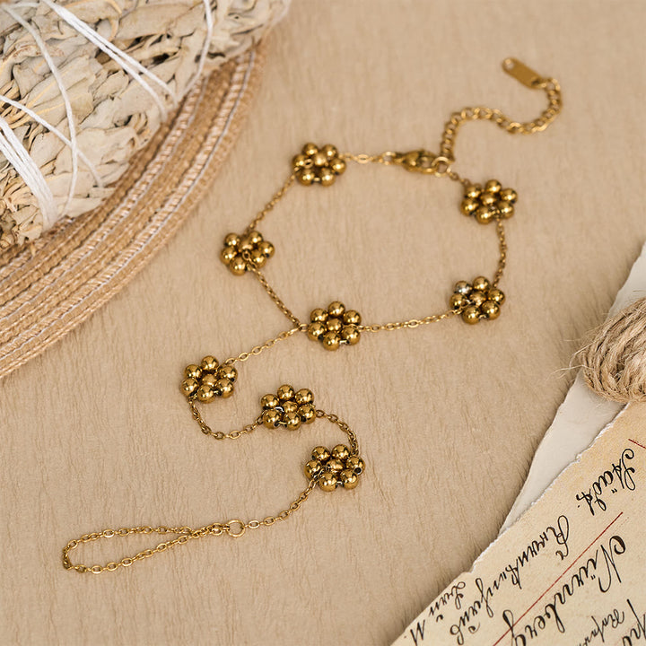 HilalHaven Bead‑Cluster Floral‑Accent Stationed‑Point Hand Chain - 7-Bead-Flower Hand Chain - image 7