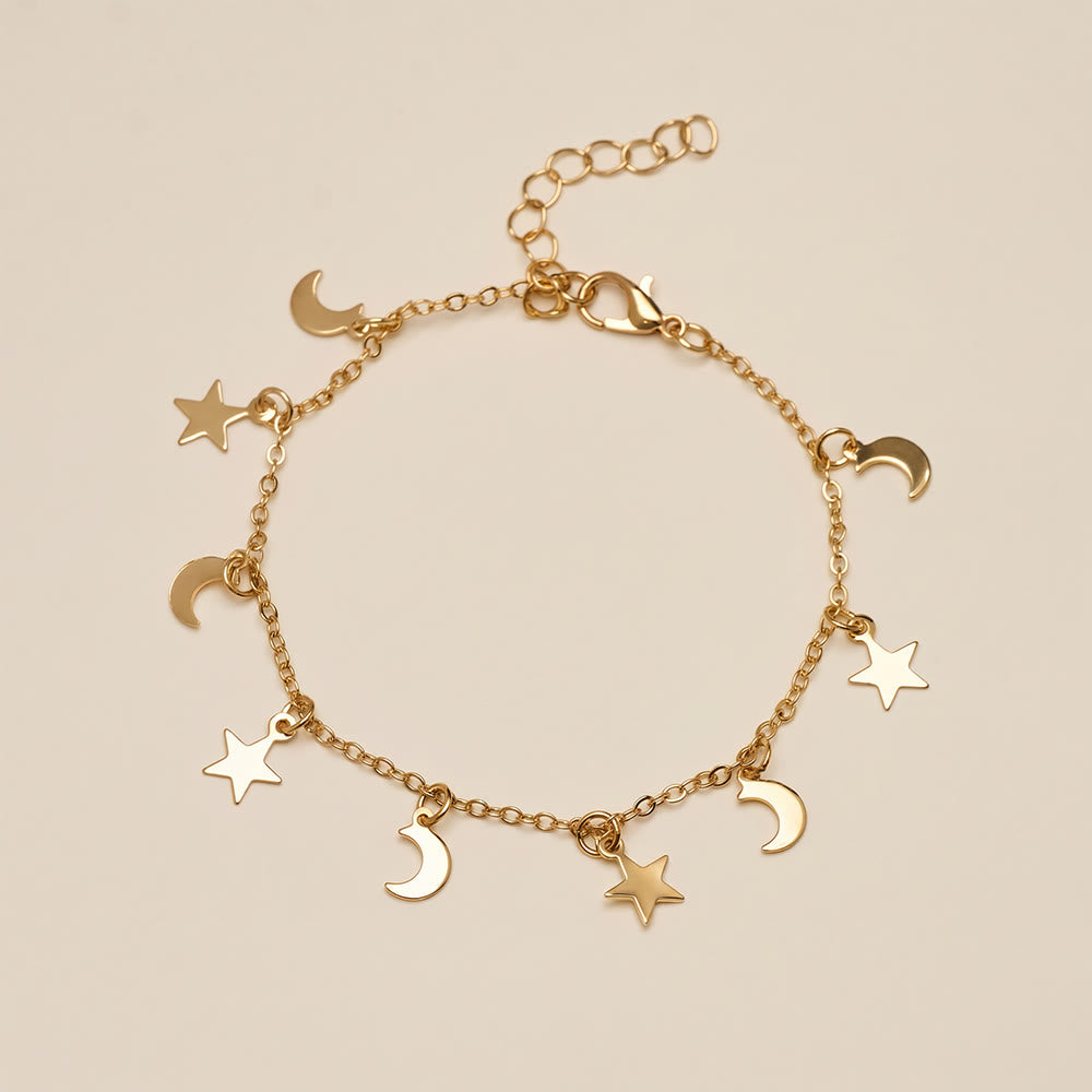 HilalHaven Crescent‑Star Scattered‑Charm Dainty Chain Bracelet - image 4