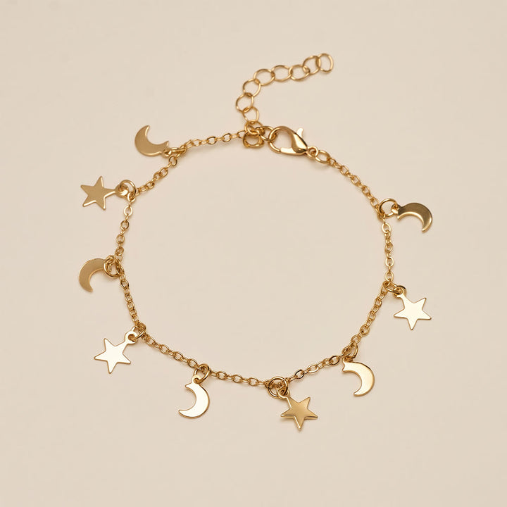 HilalHaven Crescent‑Star Scattered‑Charm Dainty Chain Bracelet - image 4