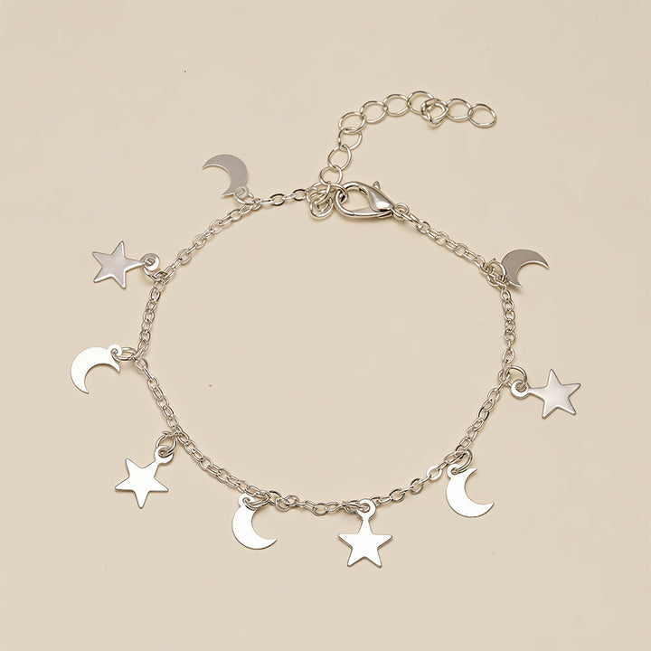 HilalHaven Crescent‑Star Scattered‑Charm Dainty Chain Bracelet - image 8