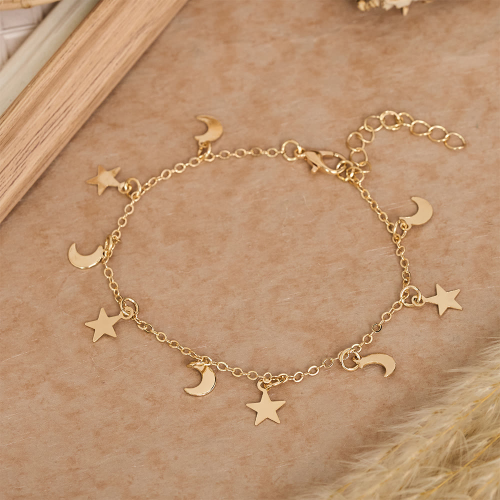HilalHaven Crescent‑Star Scattered‑Charm Dainty Chain Bracelet - image 2