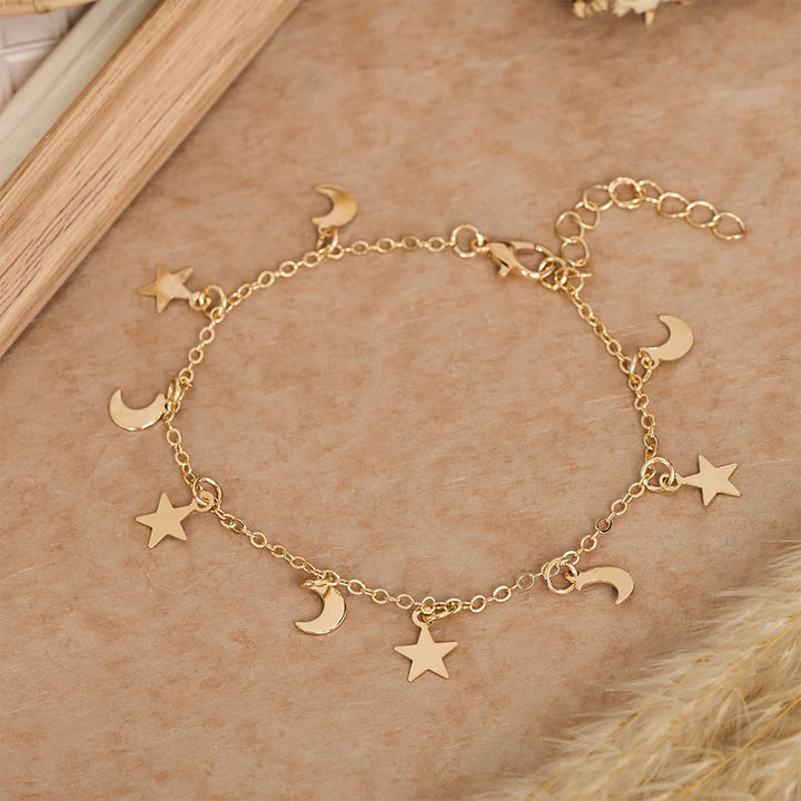 HilalHaven Crescent‑Star Scattered‑Charm Dainty Chain Bracelet - image 2