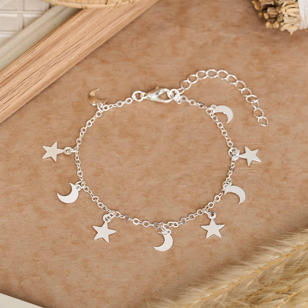 HilalHaven Crescent‑Star Scattered‑Charm Dainty Chain Bracelet - image 6