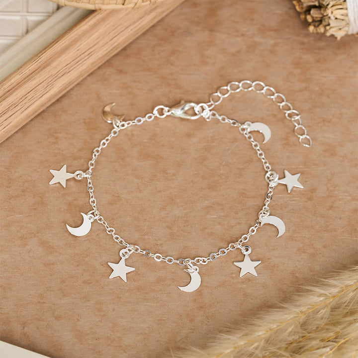 HilalHaven Crescent‑Star Scattered‑Charm Dainty Chain Bracelet - image 6