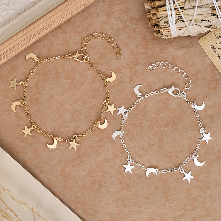 HilalHaven Crescent‑Star Scattered‑Charm Dainty Chain Bracelet - image 0