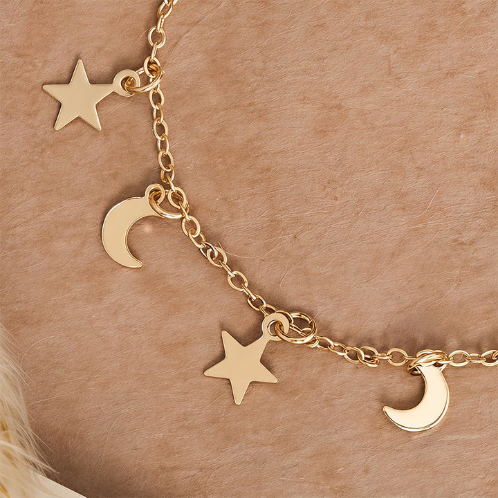 HilalHaven Crescent‑Star Scattered‑Charm Dainty Chain Bracelet - image 3