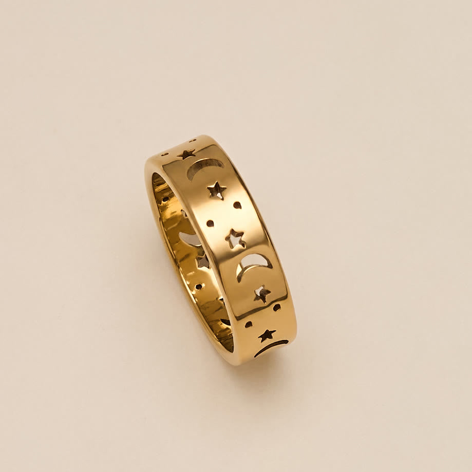 HilalHaven Hollow‑Cut Crescent‑Star Circling‑Band Ring - image 5