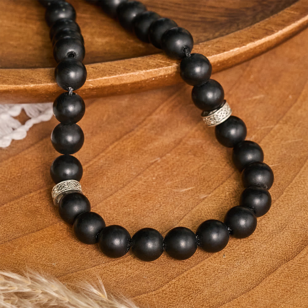 HilalHaven Matte‑Stone Bead‑Strand with Calligraphic Oval‑Pendant 33 Beads Tasbih - image 3