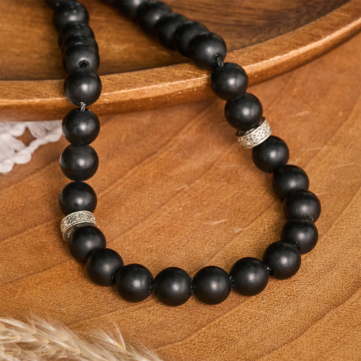 HilalHaven Matte‑Stone Bead‑Strand with Calligraphic Oval‑Pendant 33 Beads Tasbih - image 3