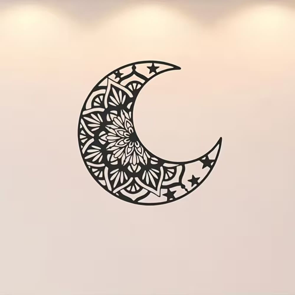 HilalHaven "Crescent‑Frame Mandala‑Pattern Star‑Accent Metal Wall Decor - image 3