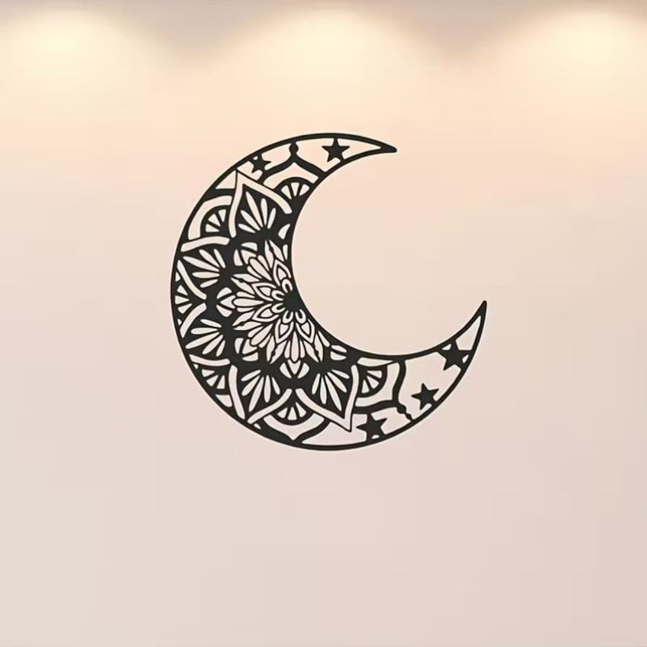 HilalHaven "Crescent‑Frame Mandala‑Pattern Star‑Accent Metal Wall Decor - image 3