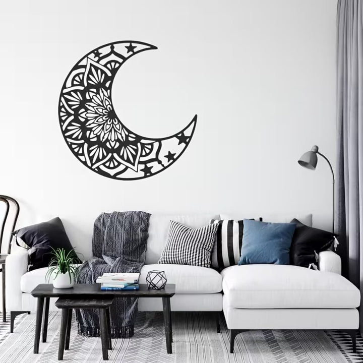 HilalHaven "Crescent‑Frame Mandala‑Pattern Star‑Accent Metal Wall Decor - image 2