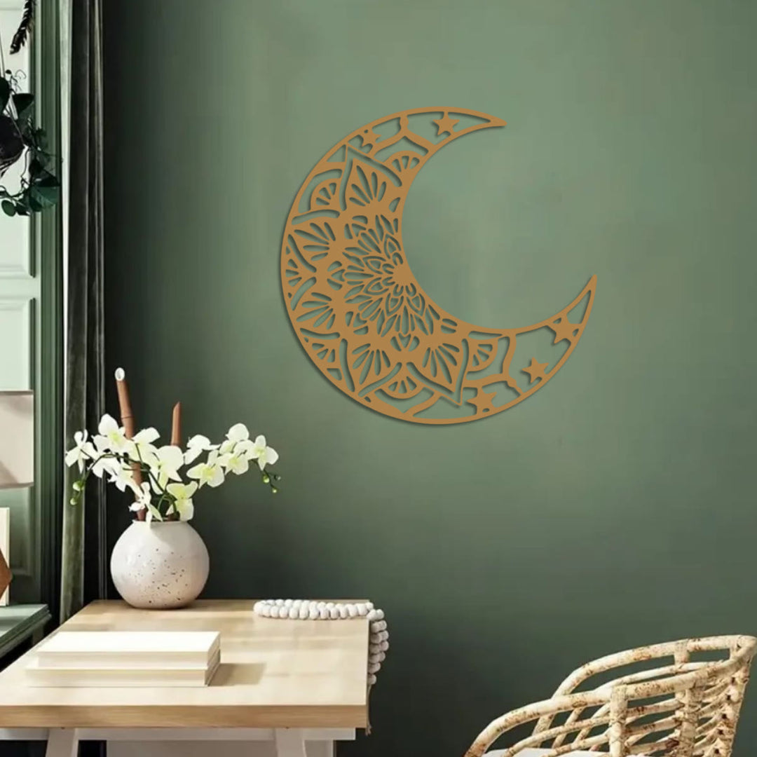 HilalHaven "Crescent‑Frame Mandala‑Pattern Star‑Accent Metal Wall Decor - image 12