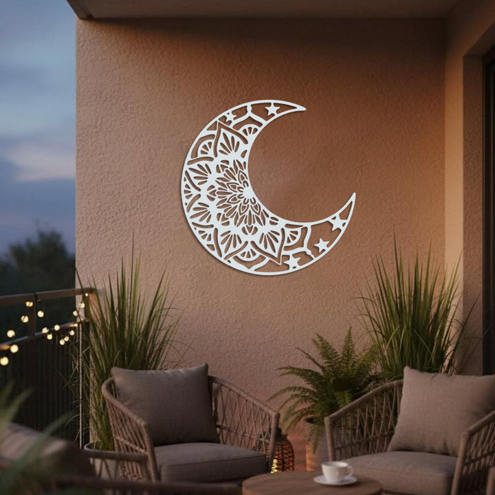 HilalHaven "Crescent‑Frame Mandala‑Pattern Star‑Accent Metal Wall Decor - image 7
