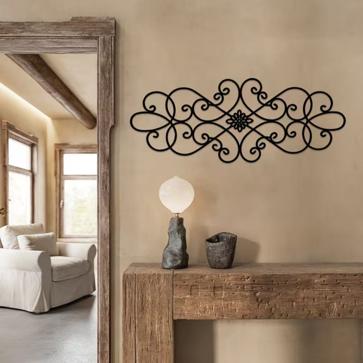 HilalHaven Symmetrical Looped‑Vine Mid‑Floral Long‑Shape Modern‑Style Metal Wall Decor - image 1