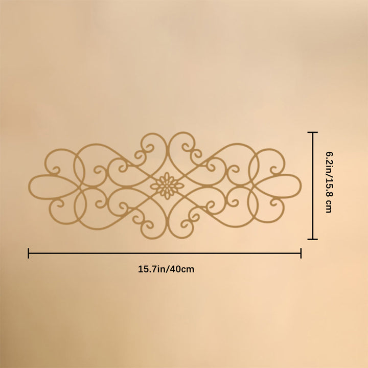 HilalHaven Symmetrical Looped‑Vine Mid‑Floral Long‑Shape Modern‑Style Metal Wall Decor - Golden - 15.75&