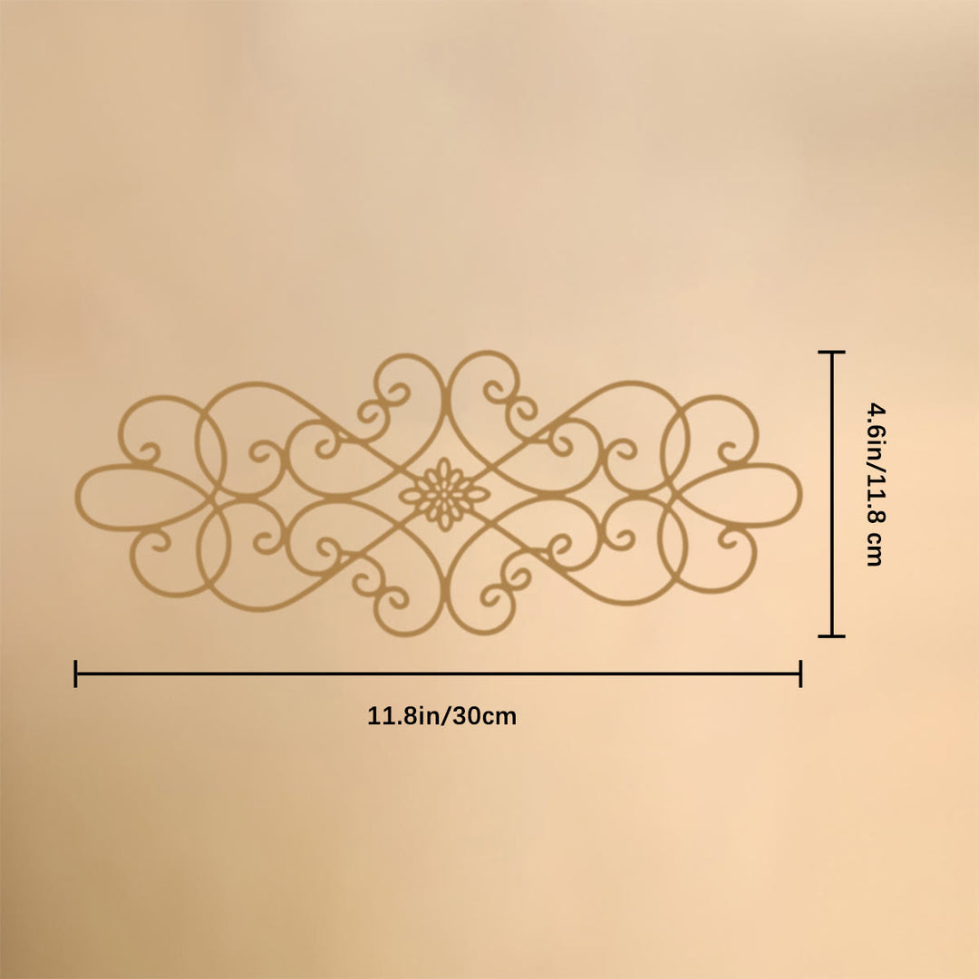 HilalHaven Symmetrical Looped‑Vine Mid‑Floral Long‑Shape Modern‑Style Metal Wall Decor - Golden - 11.81&
