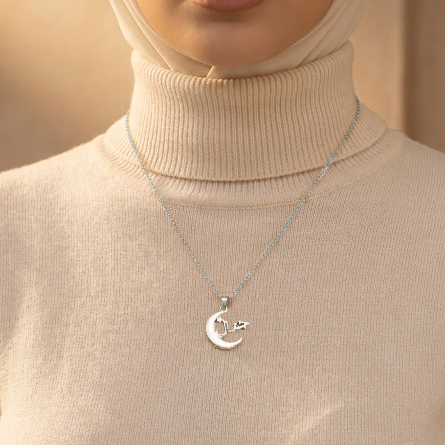HilalHaven Crescent‑Star Framed Custom Arabic‑Name Pendant Necklace - image 6