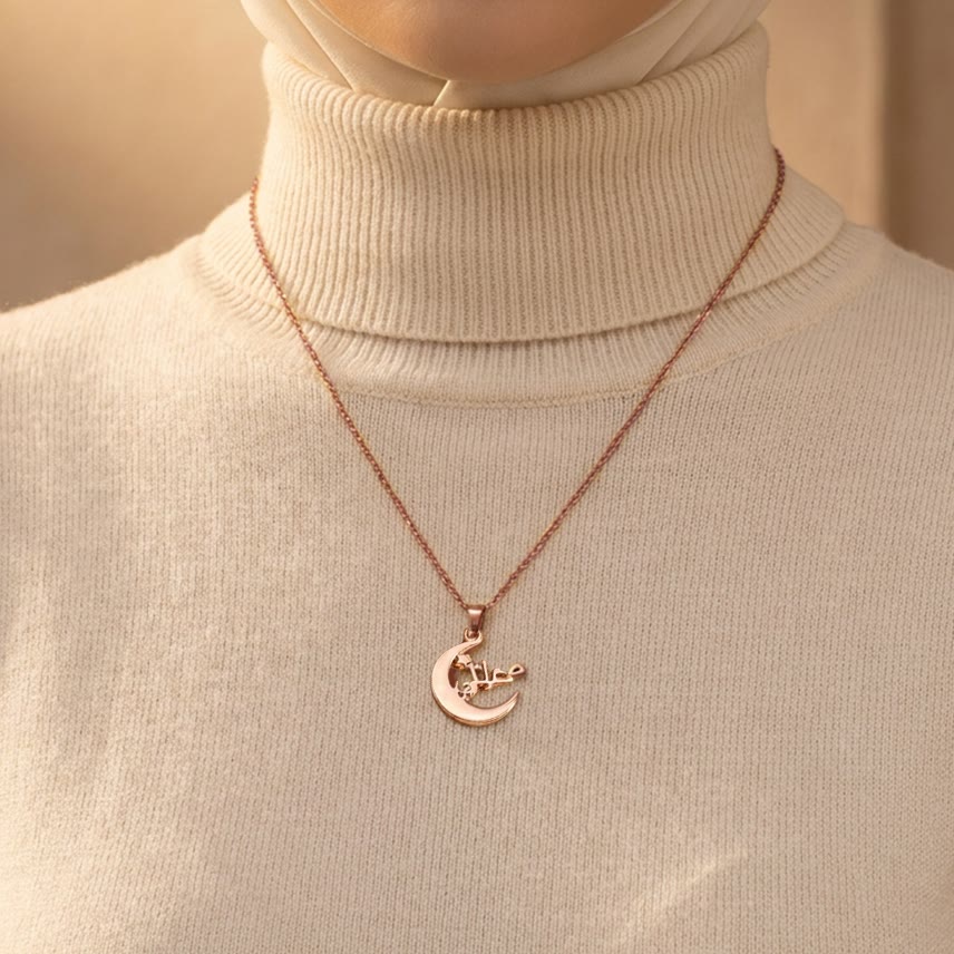 HilalHaven Crescent‑Star Framed Custom Arabic‑Name Pendant Necklace - image 9