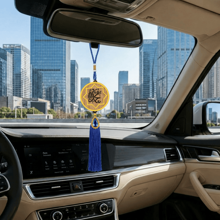 HilalHaven Timber‑Made Symmetrical‑Octagonal‑Border Sacred‑Text Elegant Car Pendant - image 3
