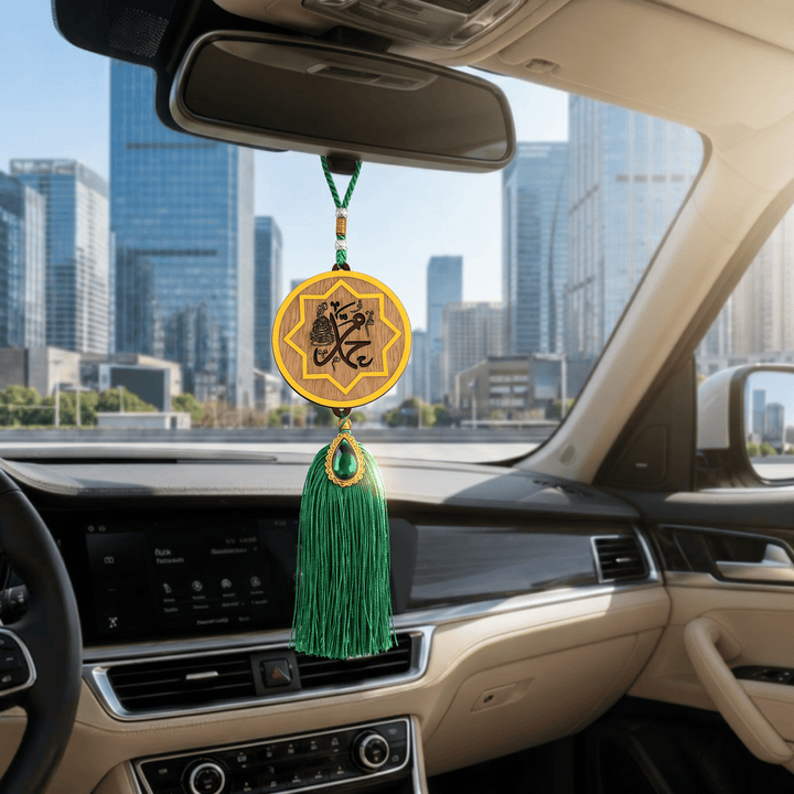 HilalHaven Timber‑Made Symmetrical‑Octagonal‑Border Sacred‑Text Elegant Car Pendant - image 5