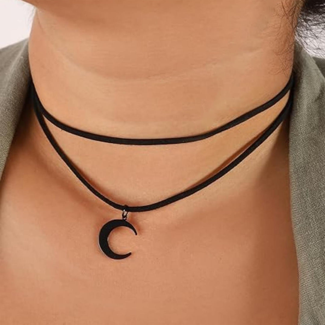 HilalHaven Quiet Arc Crescent Form Plain Velvet‑String Minimalist Casual Necklace - image 0