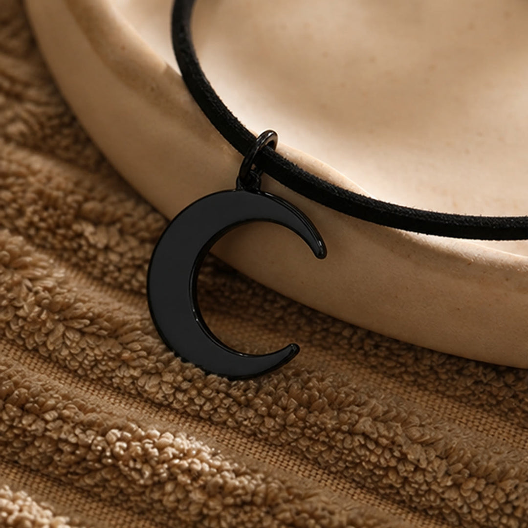HilalHaven Quiet Arc Crescent Form Plain Velvet‑String Minimalist Casual Necklace - image 2