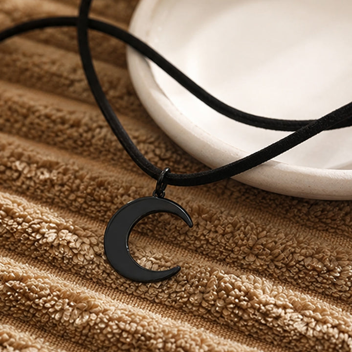 HilalHaven Quiet Arc Crescent Form Plain Velvet‑String Minimalist Casual Necklace - image 3