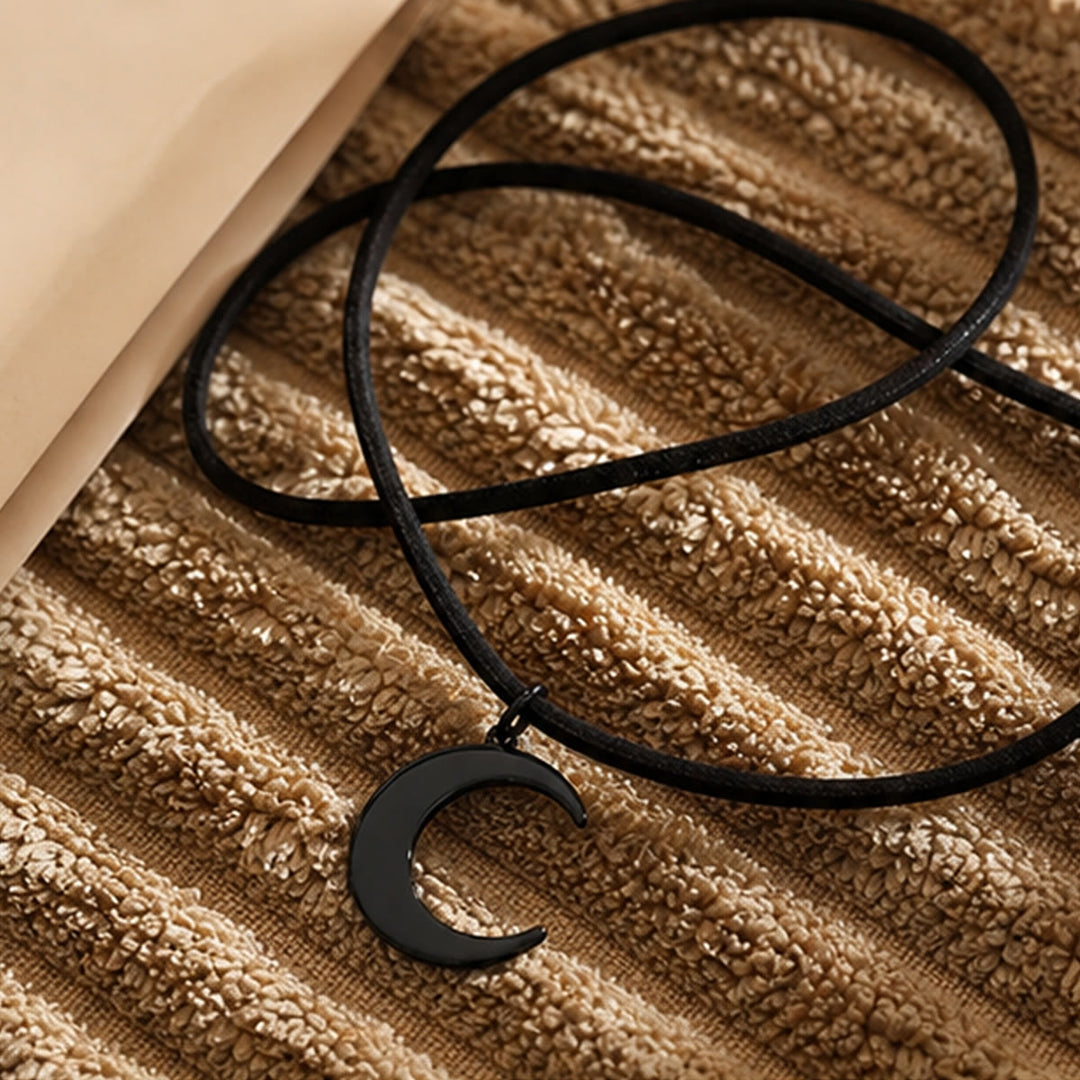 HilalHaven Quiet Arc Crescent Form Plain Velvet‑String Minimalist Casual Necklace - image 4