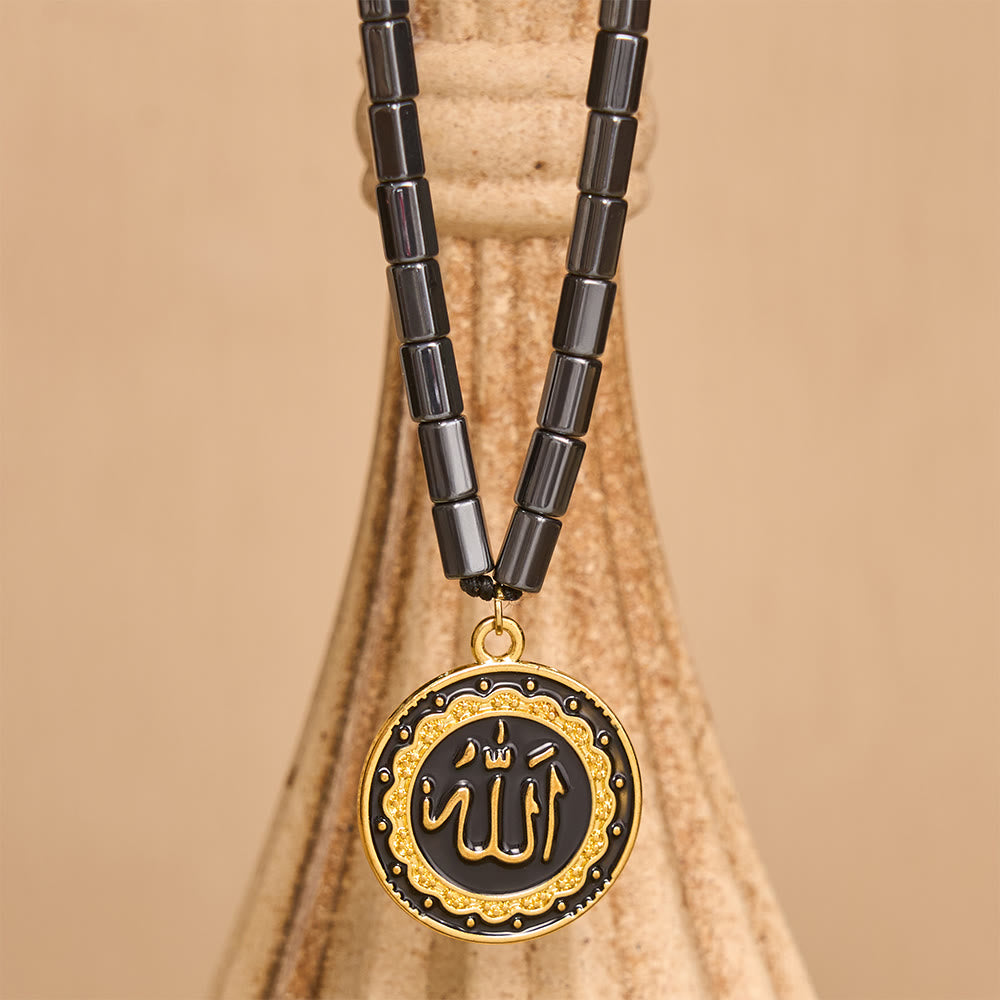 HilalHaven Elegant Hematite Allah Necklace,  Necklace for Daily Spiritual Wear - image 0