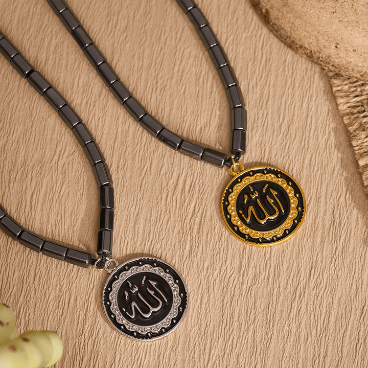 HilalHaven Elegant Hematite Allah Necklace,  Necklace for Daily Spiritual Wear - image 1