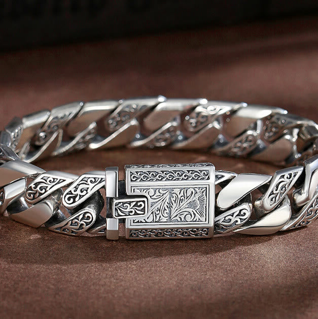 HilalHaven Ornate Arabesque Etched Clasp Heavy‑Link Timeless Daily Bracelet  - 8.66''/22cm - image 0