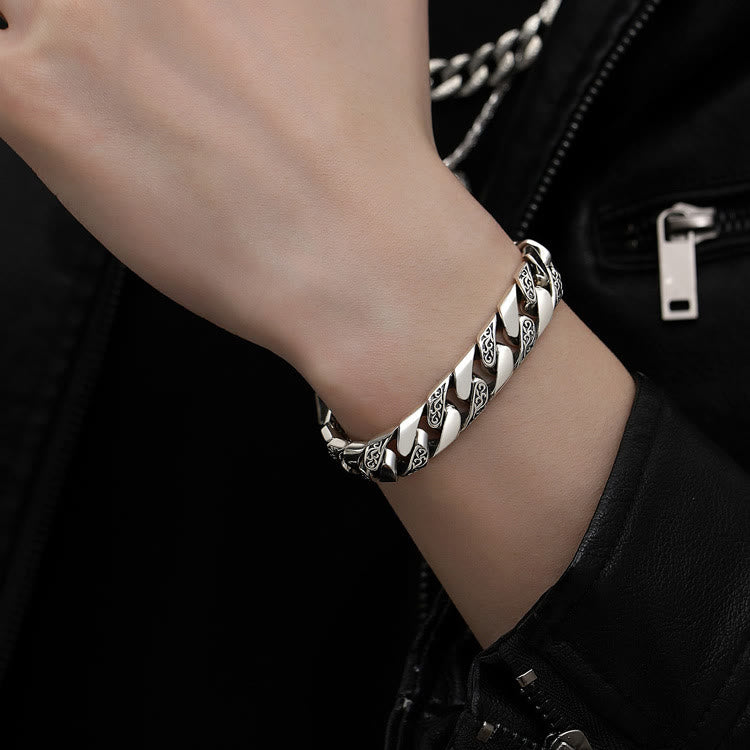 HilalHaven Ornate Arabesque Etched Clasp Heavy‑Link Timeless Daily Bracelet  - image 1