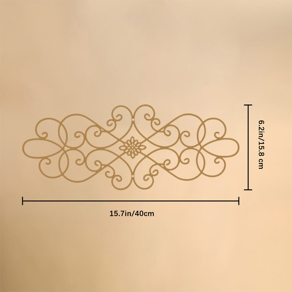 HilalHaven Symmetrical Looped‑Vine Mid‑Floral Long‑Shape Modern‑Style Metal Wall Decor - Golden - 15.75&