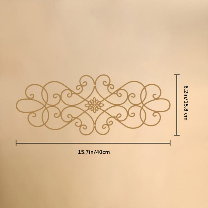 HilalHaven Symmetrical Looped‑Vine Mid‑Floral Long‑Shape Modern‑Style Metal Wall Decor - Golden - 15.75&