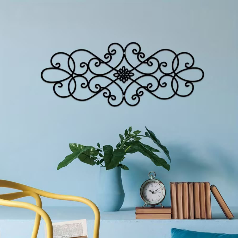 HilalHaven Symmetrical Looped‑Vine Mid‑Floral Long‑Shape Modern‑Style Metal Wall Decor - image 0